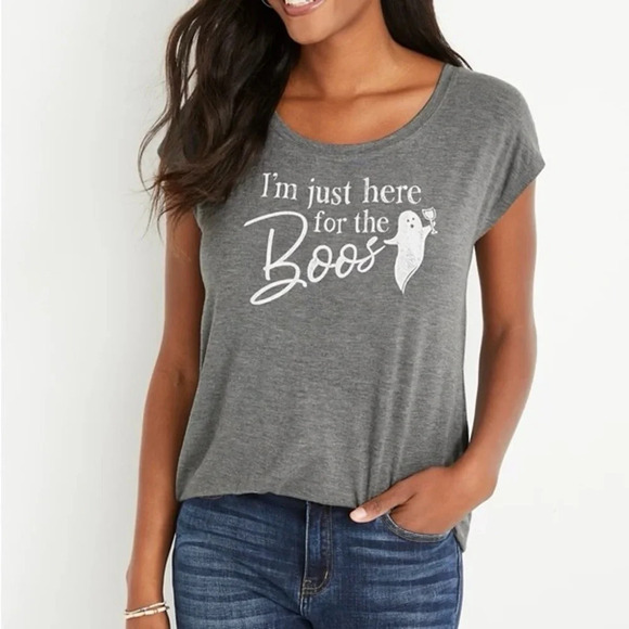Maurices Dark Gray Here For The Boos Ghost Jersey Graphic Tee Medium Women’s - Picture 1 of 12